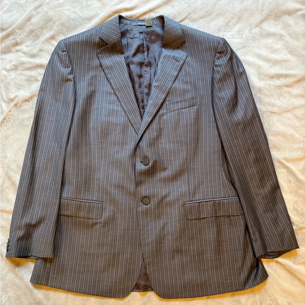 Zegna - Sophisticated Italian Pinstripe Men's Suit, Charcoal
